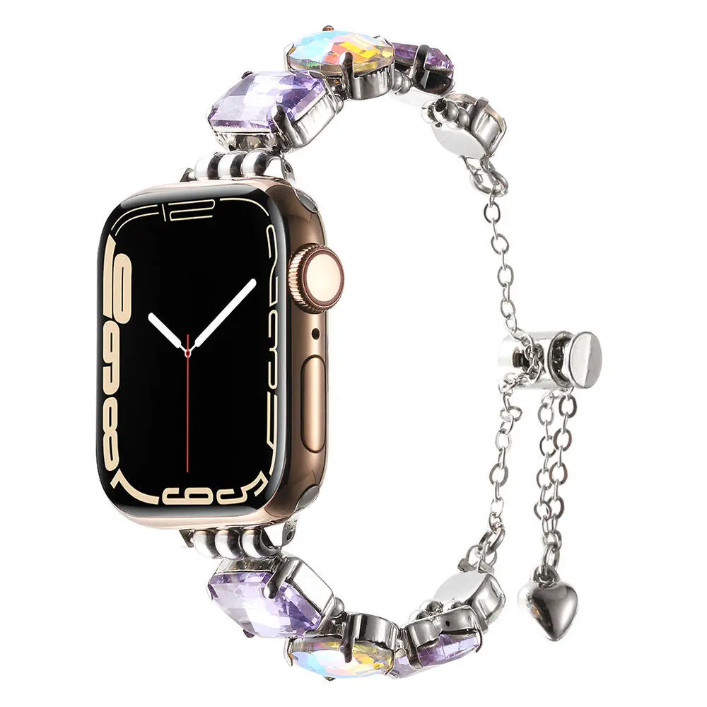 Apple Watch 38 mm Renkli Taş Tasarımlı Zincir Kordon - Zore KRD-115