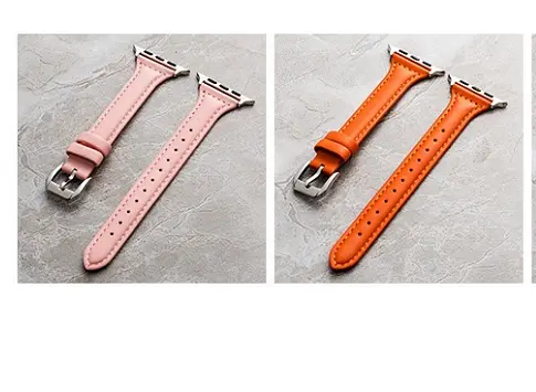 Apple Watch 44 mm Deri Kordon, Metal Tokalı - Zore KRD-28