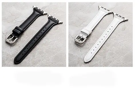 Apple Watch 44 mm Deri Kordon, Metal Tokalı - Zore KRD-28