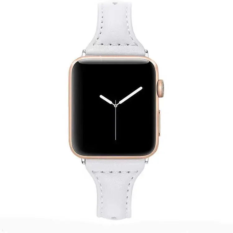 Apple Watch 44 mm Deri Kordon, Metal Tokalı - Zore KRD-28
