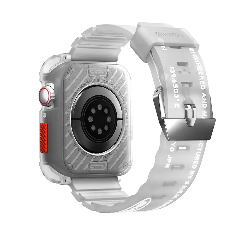 Apple Watch 44 mm Sert PC Kasa Koruyucu ve Silikon Kordon - Skinarma Kurono Shokku