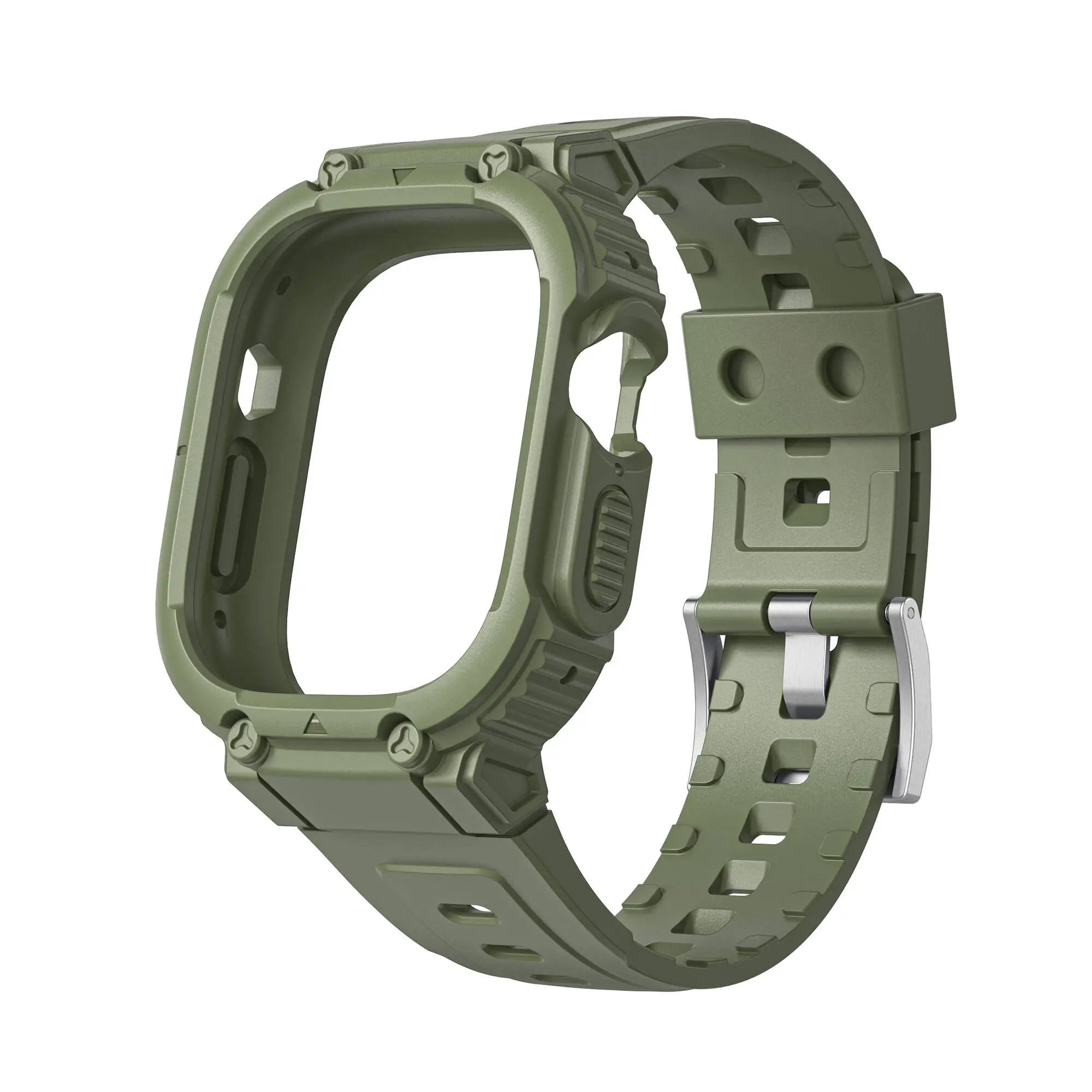 Apple Watch 44 mm Uyumlu 2'si 1 Arada Kasa Koruyuculu Kordon - Wiwu Armor