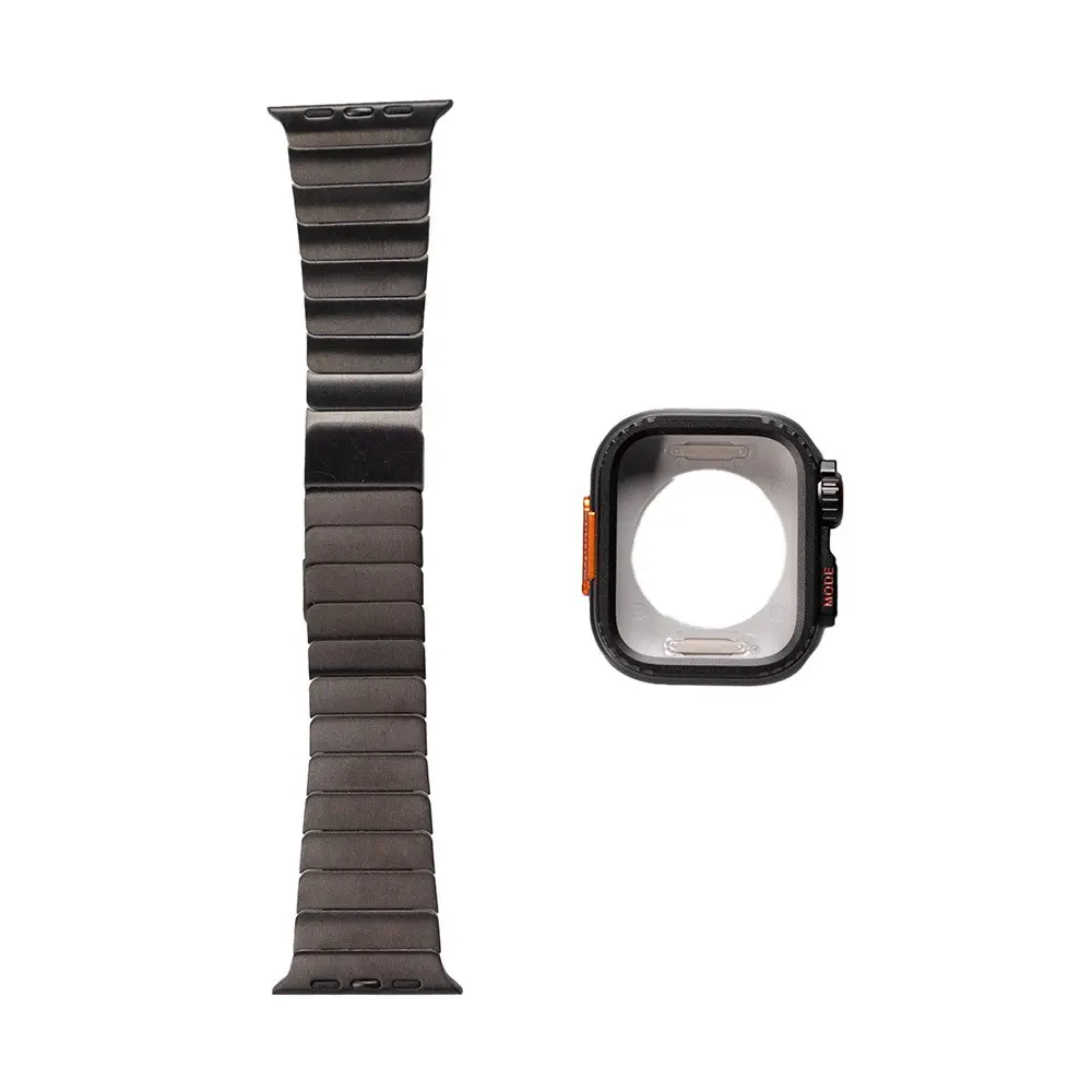 Apple Watch 44 mm Sert Kasa Koruyuculu Metal Kordon - Zore KRD-126
