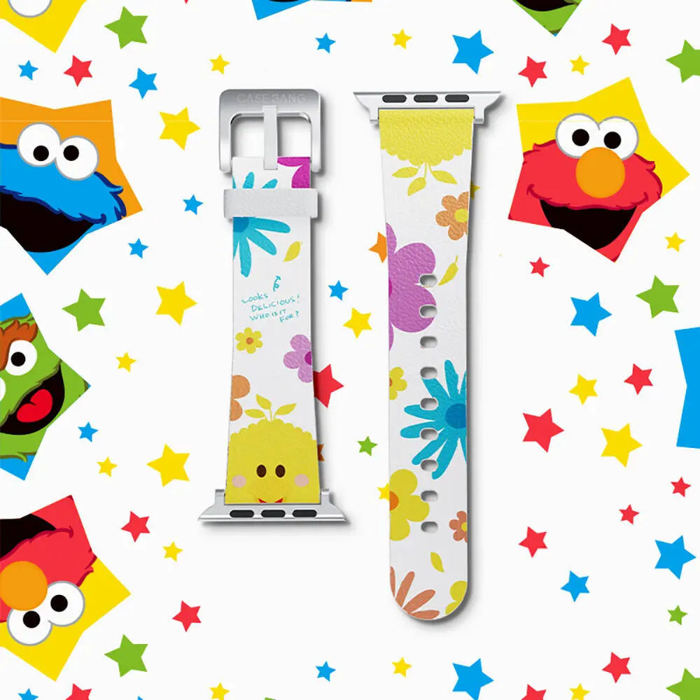Apple Watch 40 mm Sesame Street Desenli Deri Saat Kordonu - Casebang