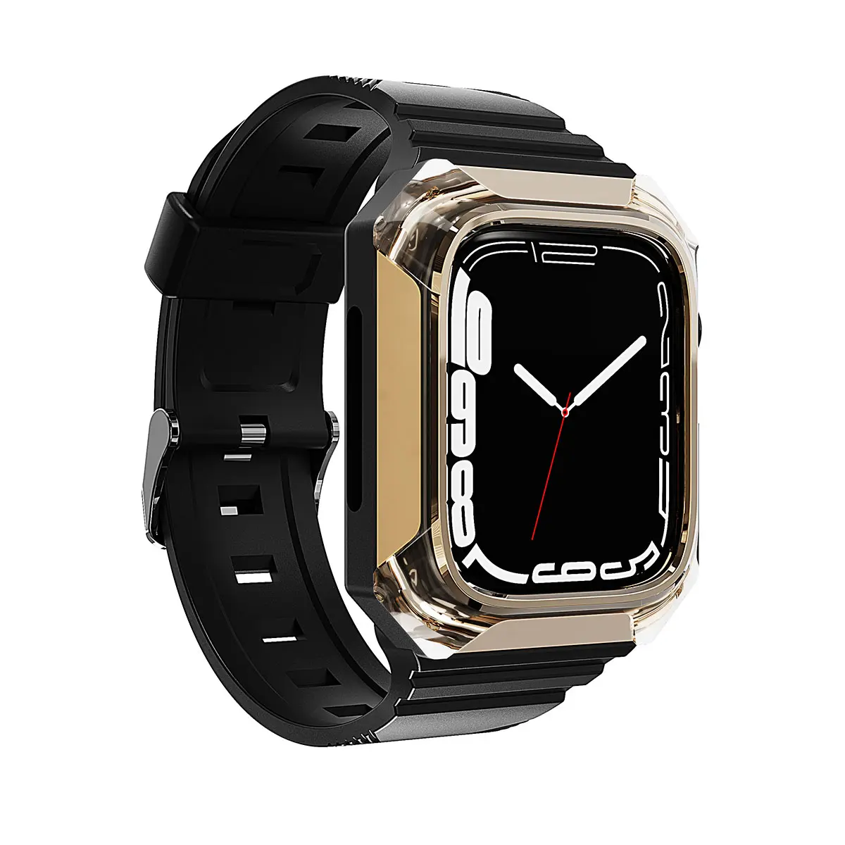 Apple Watch 40 mm Sert PC Kasa Koruyuculu Silikon Kordon - Zore KRD-88