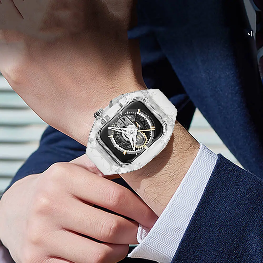 Apple Watch 42 mm Şeffaf Kasa Koruyuculu Kauçuk Kordon - Wiwu Rambo