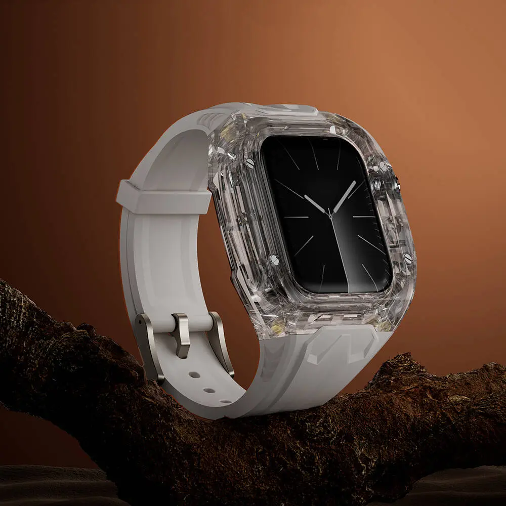 Apple Watch 42 mm Şeffaf Kasa Koruyuculu Kauçuk Kordon - Wiwu Rambo