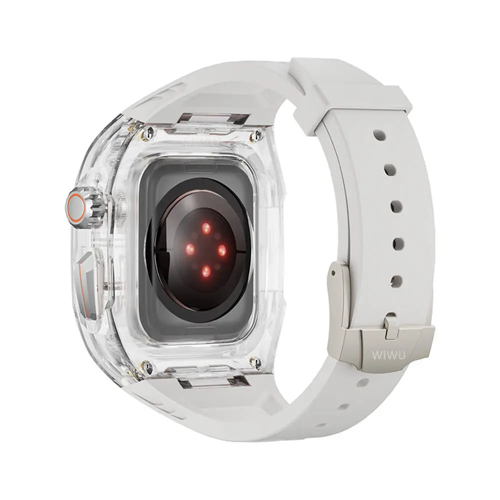 Apple Watch 42 mm Şeffaf Kasa Koruyuculu Kauçuk Kordon - Wiwu Rambo