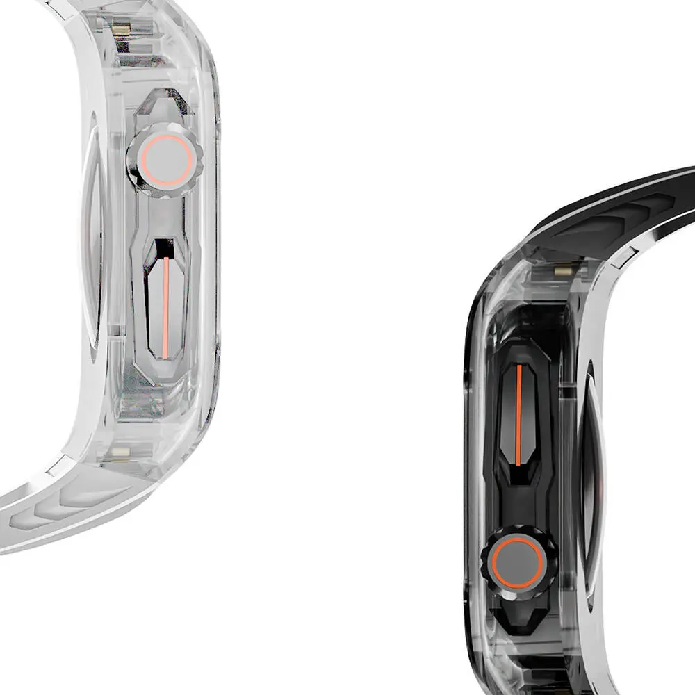 Apple Watch 42 mm Şeffaf Kasa Koruyuculu Kauçuk Kordon - Wiwu Rambo