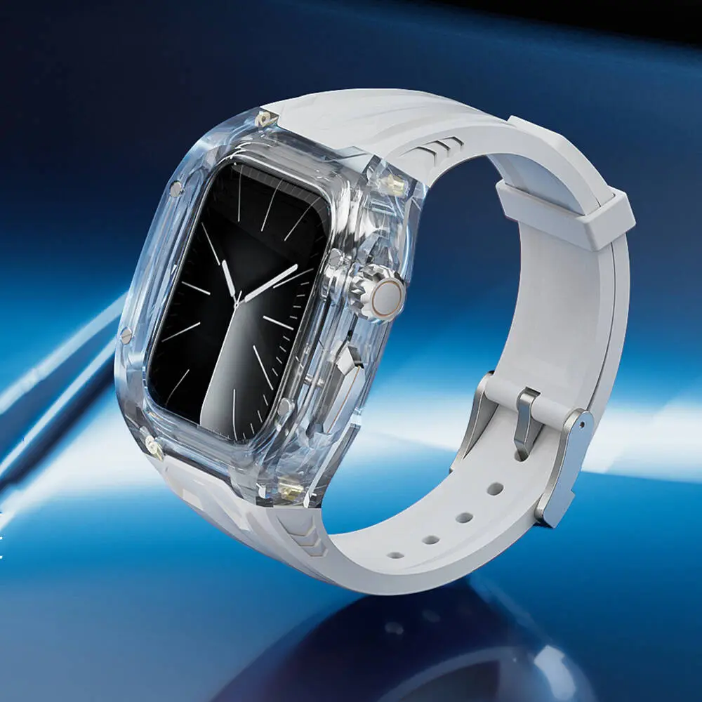 Apple Watch 42 mm Şeffaf Kasa Koruyuculu Kauçuk Kordon - Wiwu Rambo