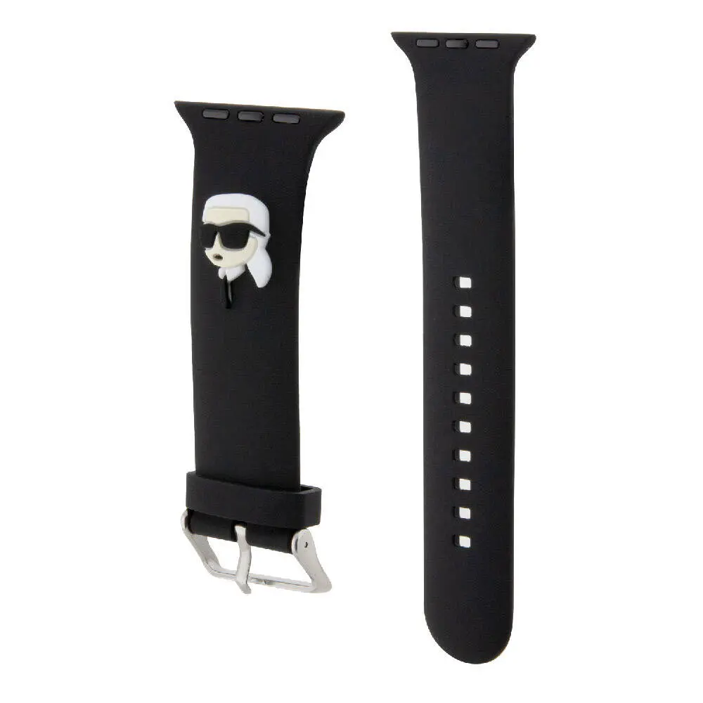 Apple Watch 7 41mm Karl Lagerfeld Orjinal Lisanslı İkonik Karl Head Logolu Silikon Kordon