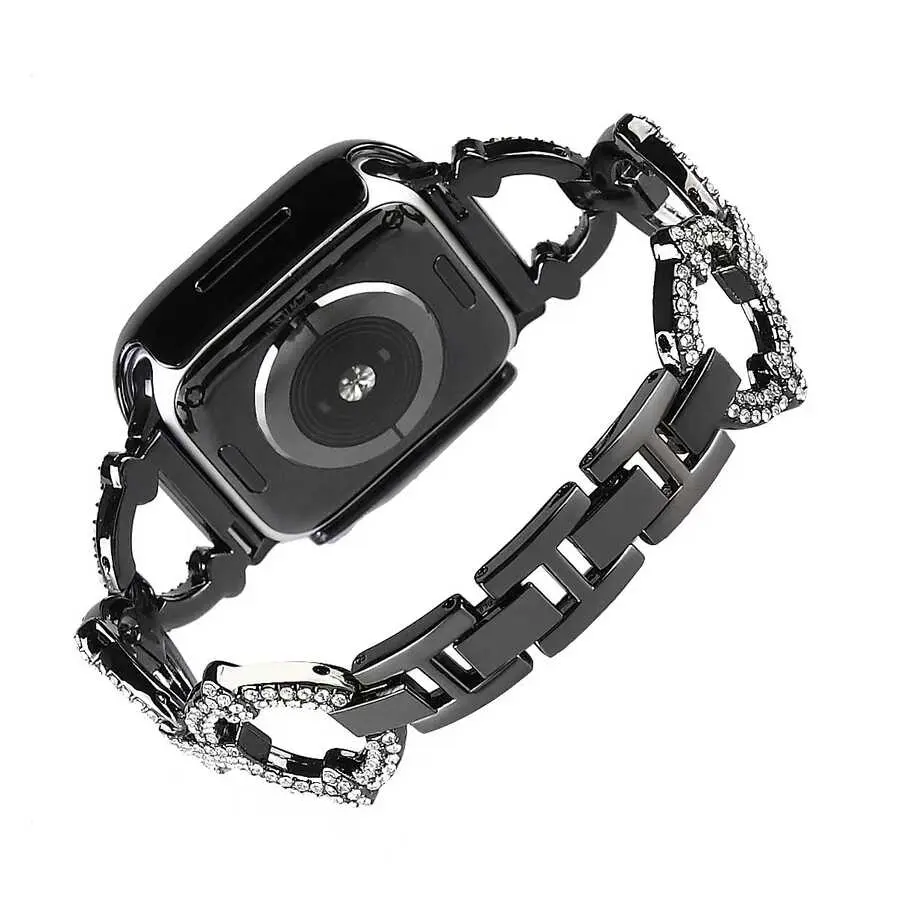 Apple Watch 41 mm Metal Saat Kordonu, Taşlı Halka Tasarım - Zore KRD-57