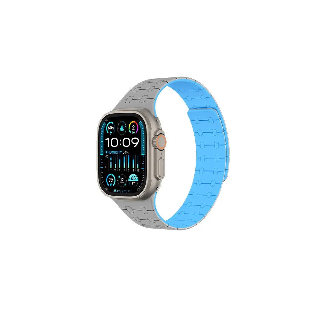 Apple Watch 45 mm Manyetik Silikon Spor Kayış - Amazingthing Smoothie Sport