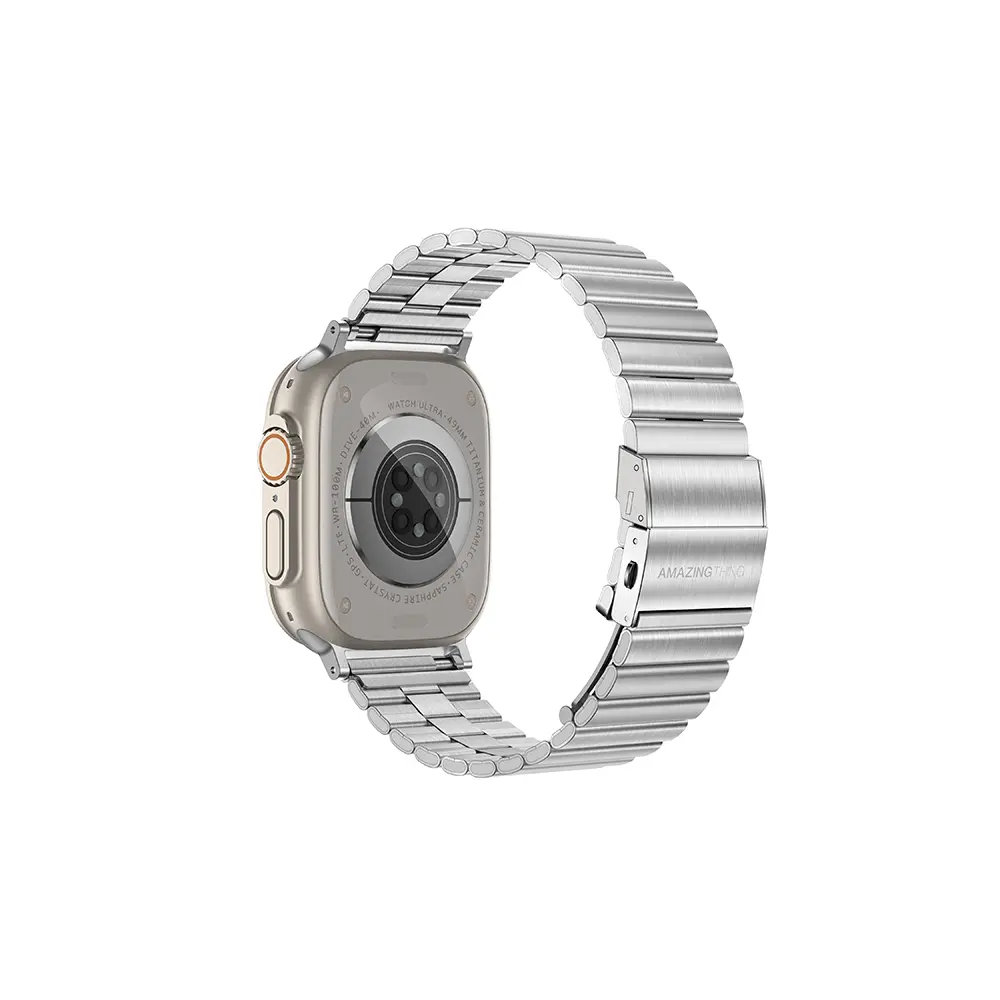 Apple Watch 45 mm 904L Paslanmaz Çelik Metal Kordon - Amazingthing Titan Steel