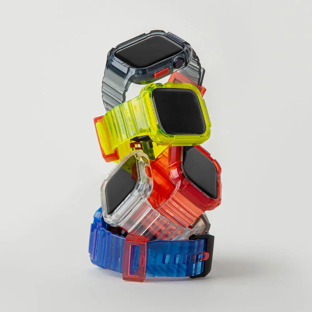 Apple Watch 45 mm Sert PC Kasa Korumalı Silikon Kordon - Skinarma Saido