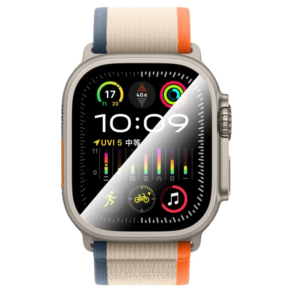 Apple Watch Ultra 49mm CaseWorld Alloy Serisi Safir Akıllı Saat Temperli Cam Ekran Koruyucu
