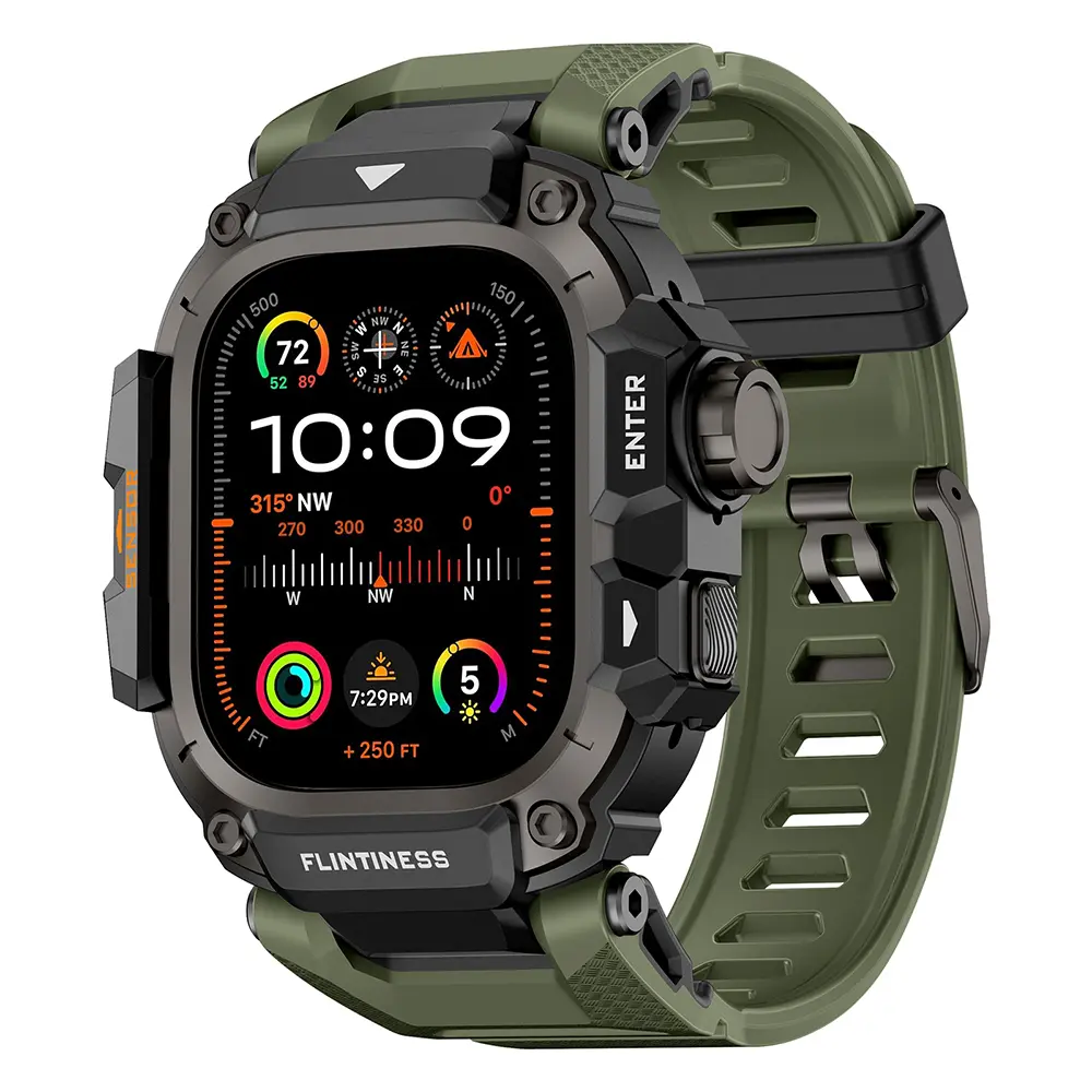 Apple Watch Ultra 49 mm Kasa Koruyuculu Silikon Kordon - Mohseven Punk Fortress