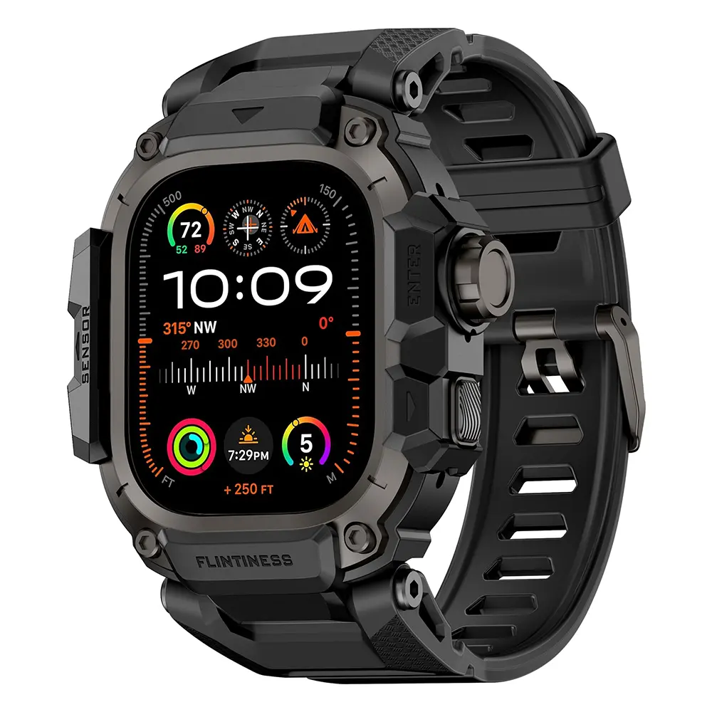 Apple Watch Ultra 49 mm Kasa Koruyuculu Silikon Kordon - Mohseven Punk Fortress