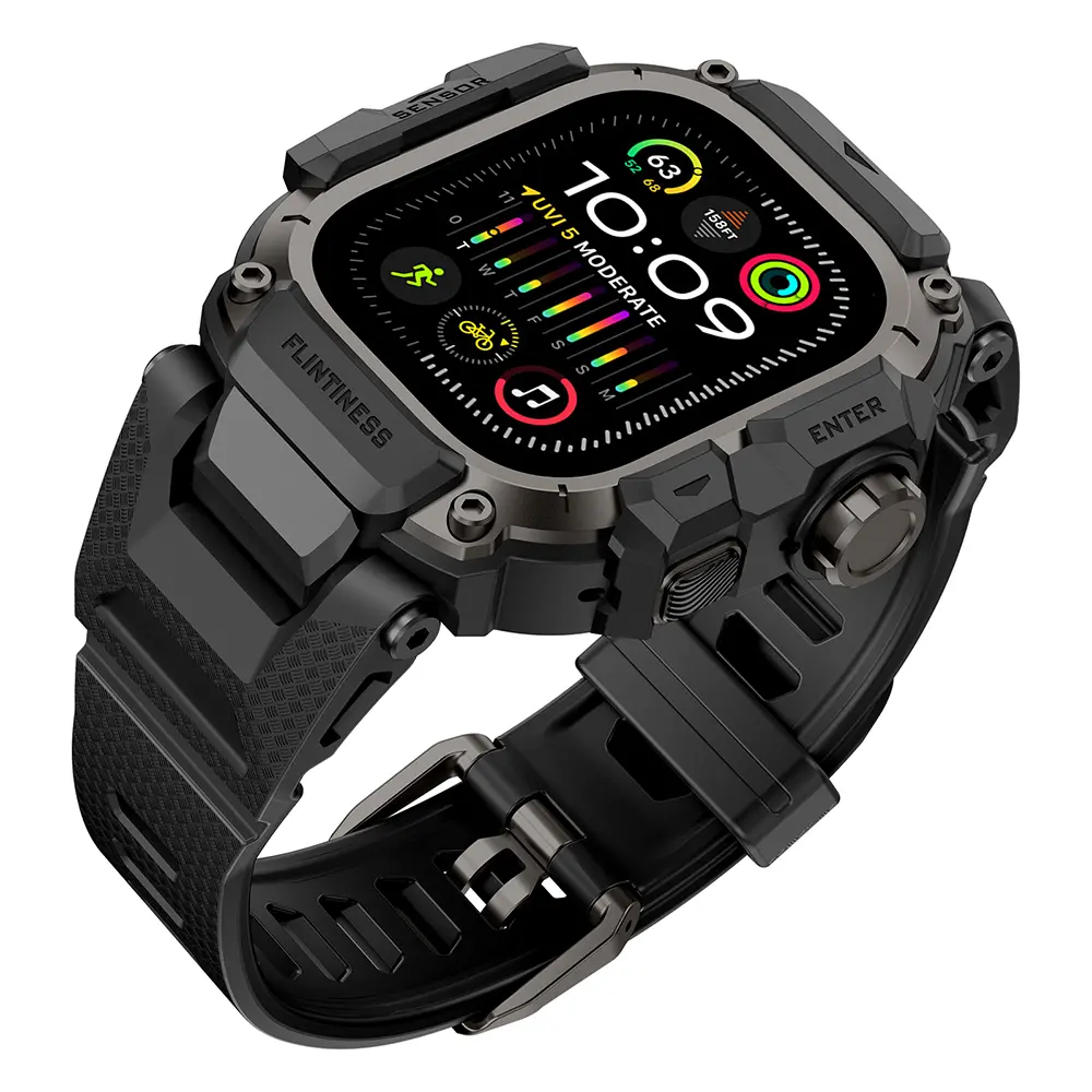 Apple Watch Ultra 49 mm Kasa Koruyuculu Silikon Kordon - Mohseven Punk Fortress
