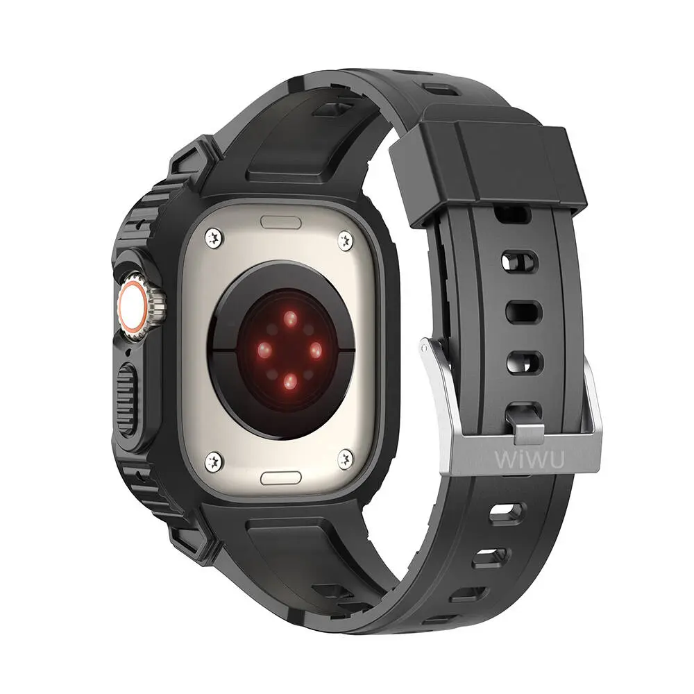 Apple Watch Ultra 49 mm Sert PC Kasa Koruyuculu Silikon Kordon - Wiwu Armor