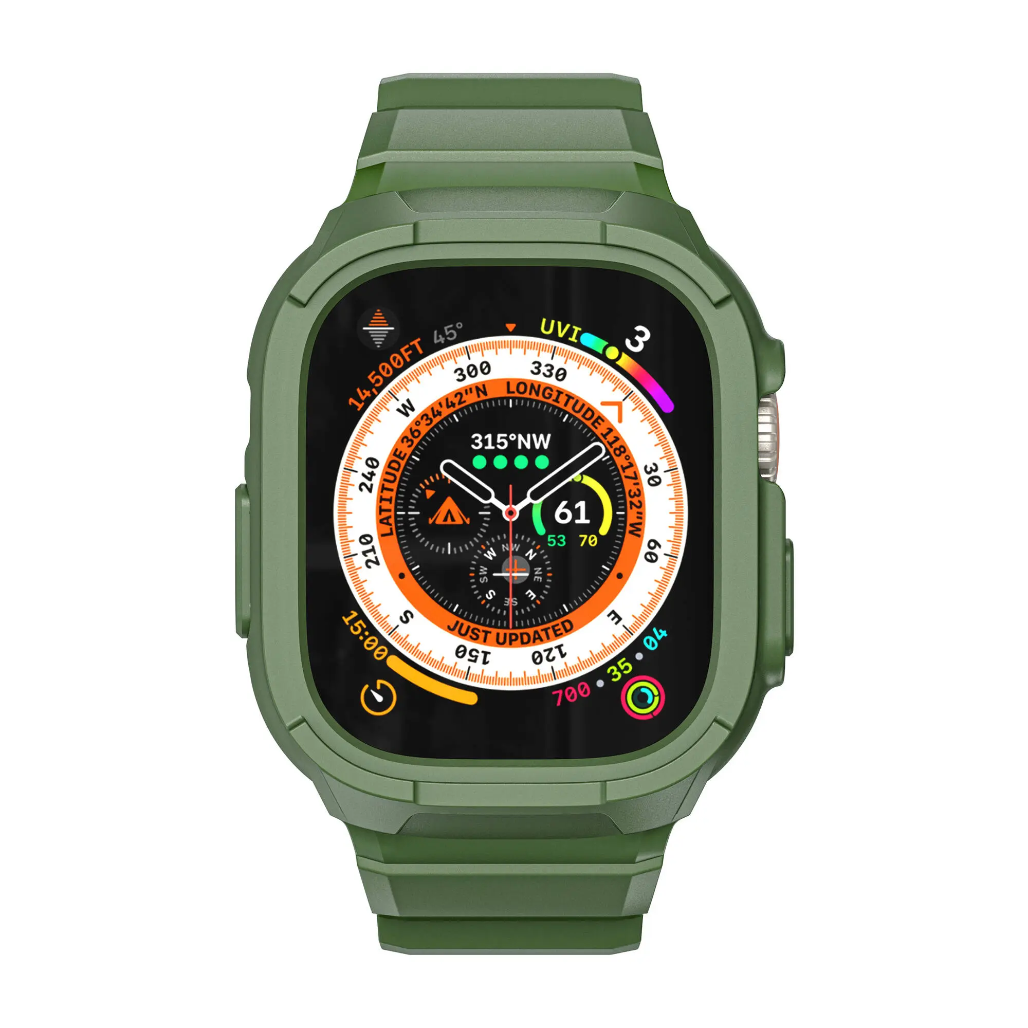 Apple Watch Ultra 49 mm Sert PC Kasa Koruyuculu Silikon Kordon - Wiwu Armor