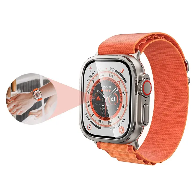 Apple Watch Ultra 49 mm Metal Çerçeveli Ekran Koruyucu - Zore ALM-01