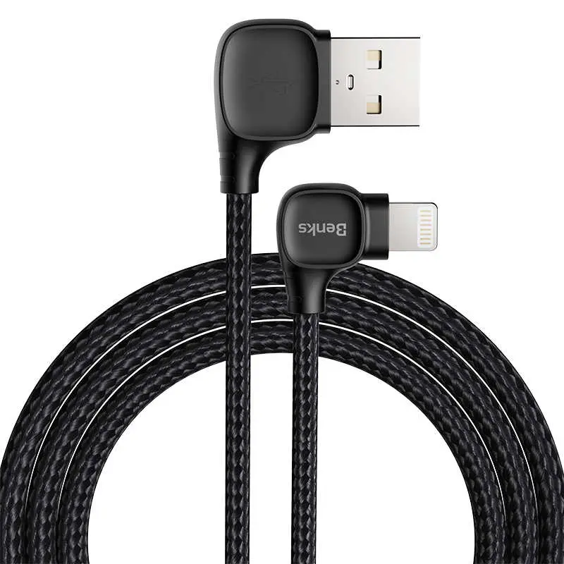 Benks M12 MFI Lightning Kablo 1.2 m, 90 Derece Uçlu