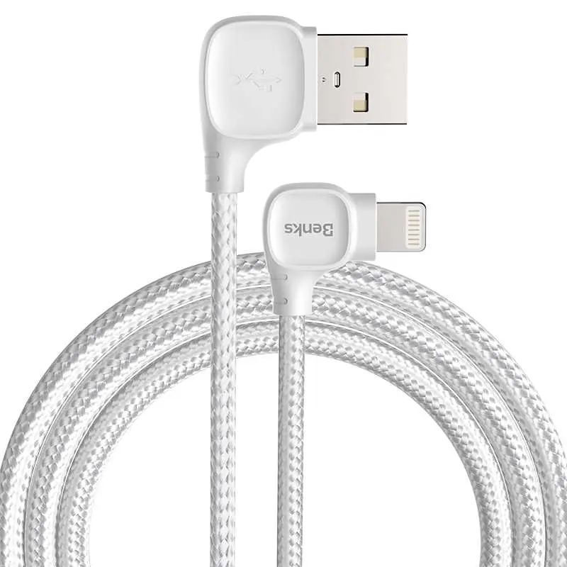 Benks M12 MFI Lightning Kablo 1.2 m, 90 Derece Uçlu