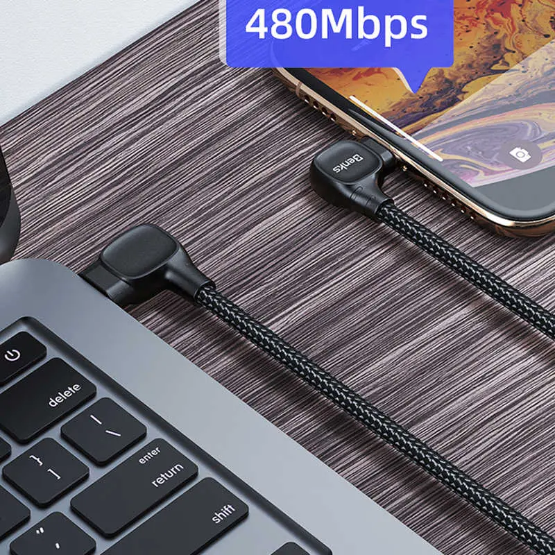 Benks M15 MFi USB-C PD Şarj ve Data Kablosu, 1.5 m, L Şeklinde Uçlu