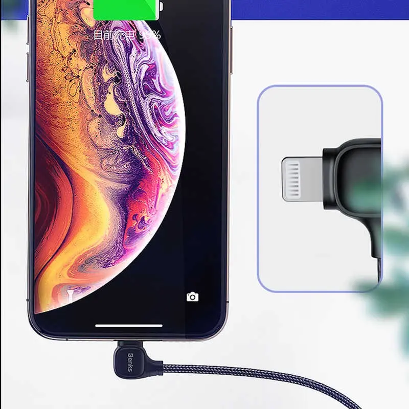 Benks M15 MFi USB-C PD Şarj ve Data Kablosu, 1.5 m, L Şeklinde Uçlu