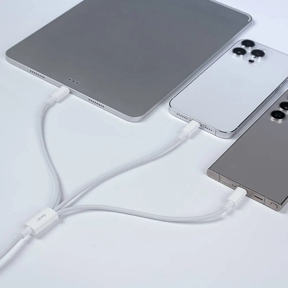 Benks D46 Type-C to Type-C & Lightning PD3.0 Örgülü Şarj ve Data Kablosu, 100W 1.2 m