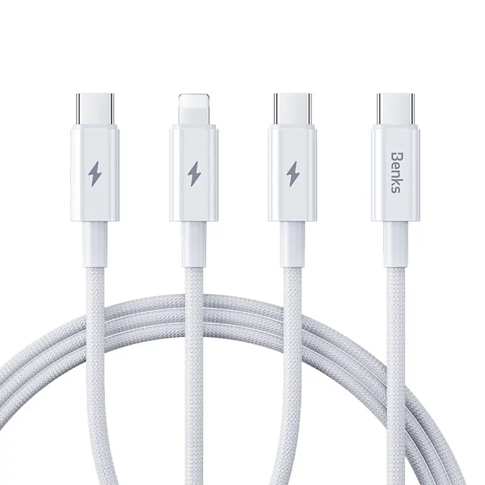 Benks D46 Type-C to Type-C & Lightning PD3.0 Örgülü Şarj ve Data Kablosu, 100W 1.2 m