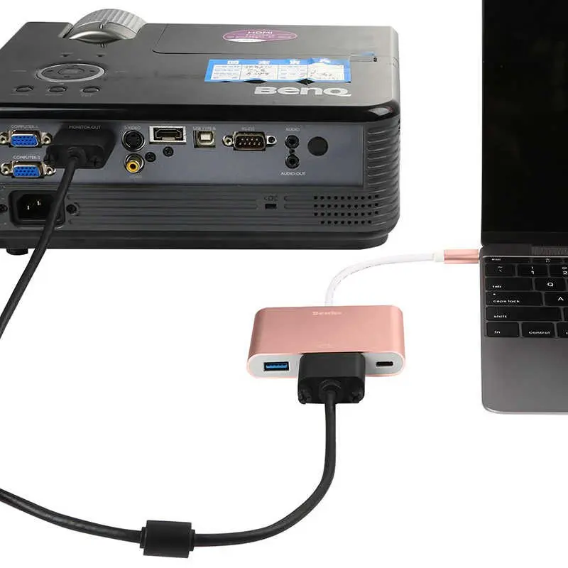 Benks U20 Type-C 3'ü 1 Arada Adaptör, USB 3.0, VGA ve Type-C