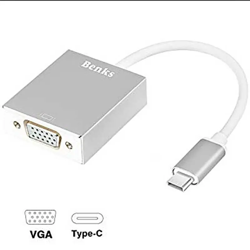 Benks USB 3.1 Type-C to VGA Adaptör, 1080p Görüntü Aktarımı