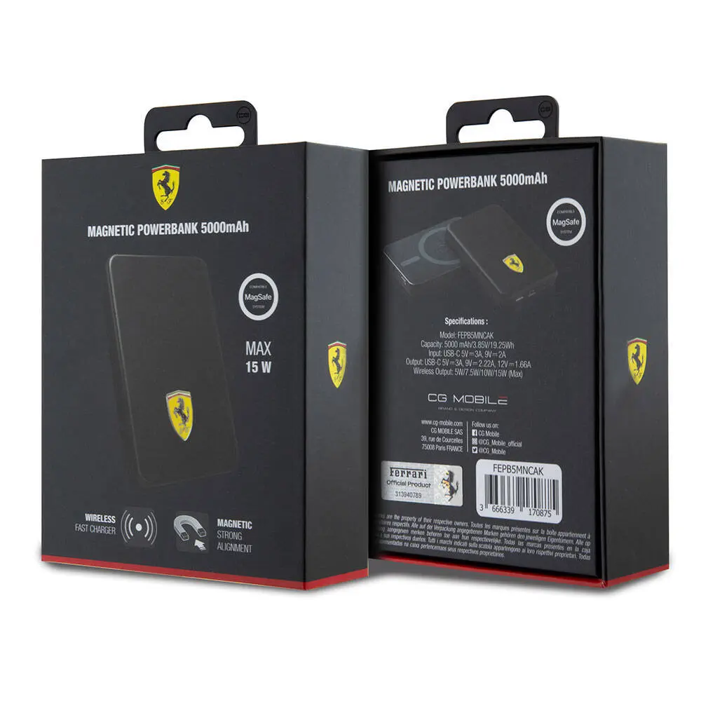 Ferrari Lisanslı MagSafe Manyetik Powerbank, 5000 mAh, 15 W Kablosuz Şarj