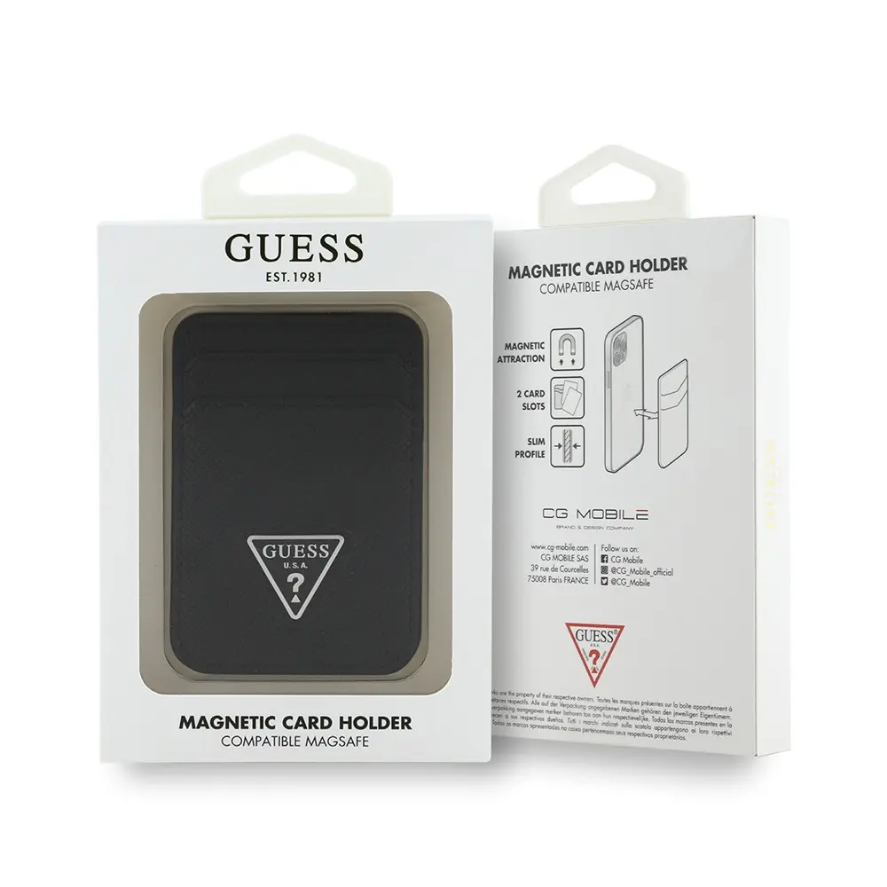 Guess Lisanslı 2 Hazneli Üçgen Logolu Deri Manyetik Kartlık