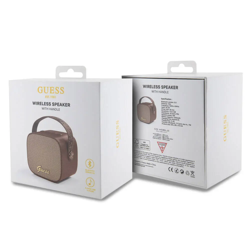 Guess Askılı PU Deri Bluetooth Hoparlör, 5W ve 1200 mAh