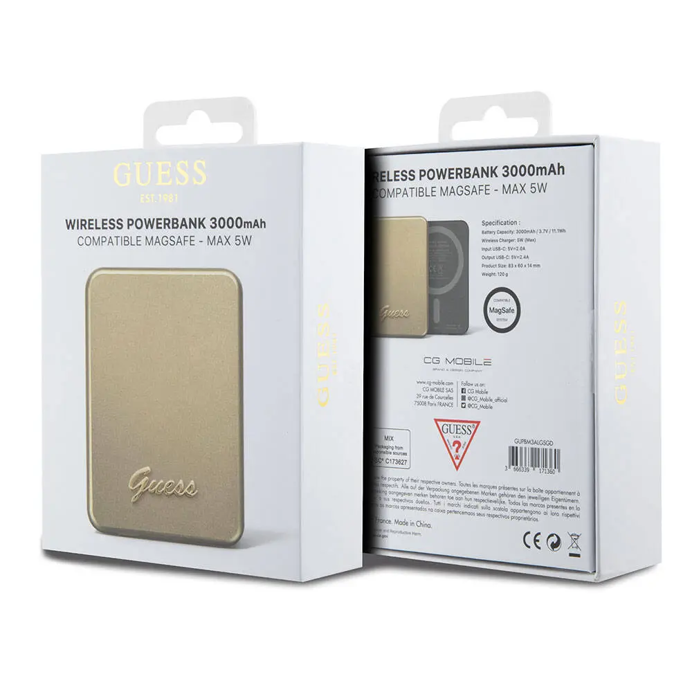 Guess Lisanslı MagSafe Uyumlu 3000 mAh Kablosuz Şarj Powerbank