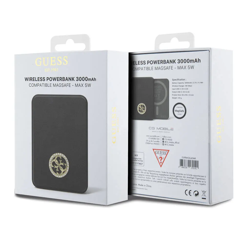 Guess Lisanslı MagSafe Uyumlu Taşlı Powerbank, 3000 mAh 5 W