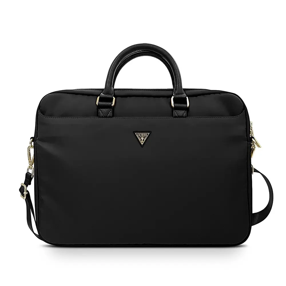Guess Orjinal Lisanslı Naylon Kumaş Metal Üçgen Logolu Omuz Askılı 15-16 inç Laptop Çantası