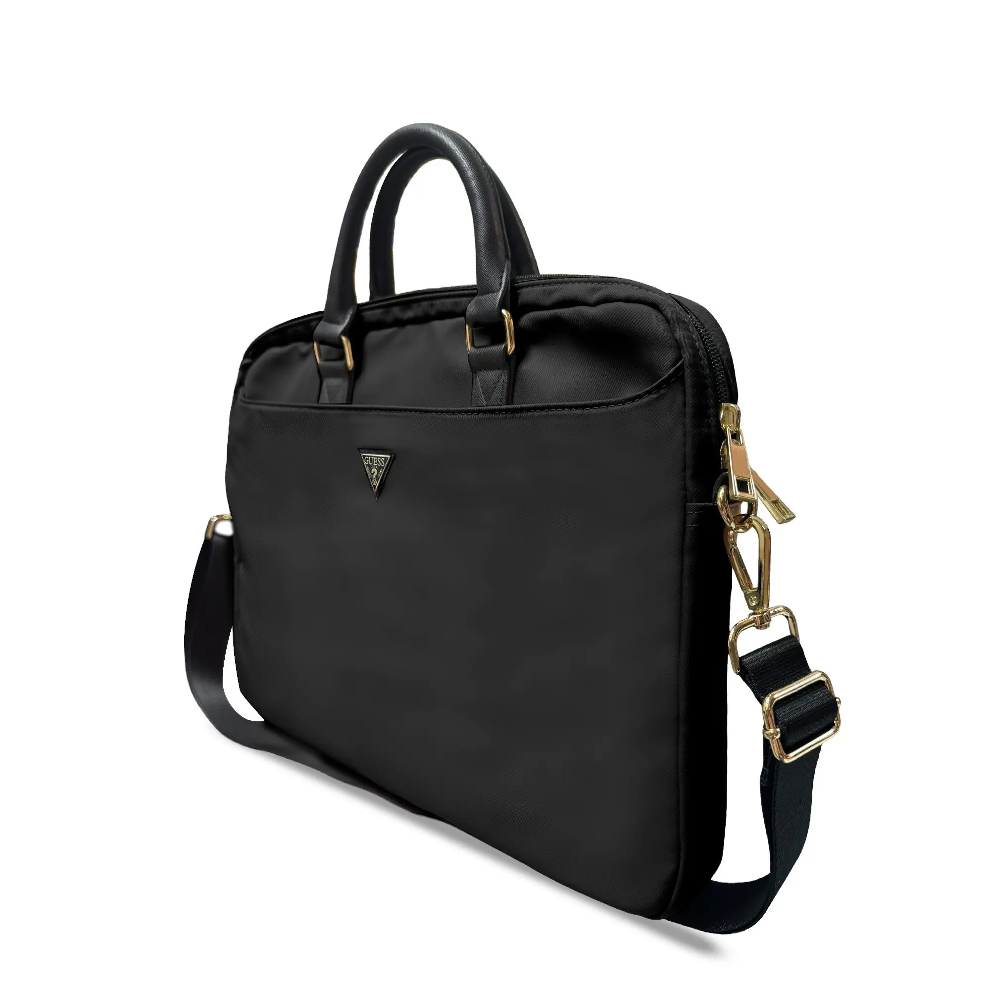 Guess Orjinal Lisanslı Naylon Kumaş Metal Üçgen Logolu Omuz Askılı 15-16 inç Laptop Çantası