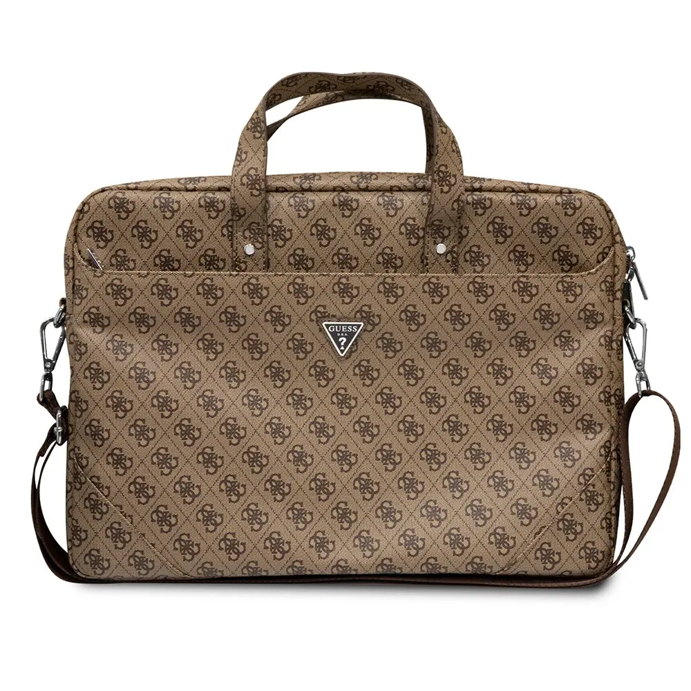 Guess Orjinal Lisanslı Sıcak Damgalı 4G Desenli Üçgen Logolu Omuz Askılı 15-16 inç Laptop Çantası