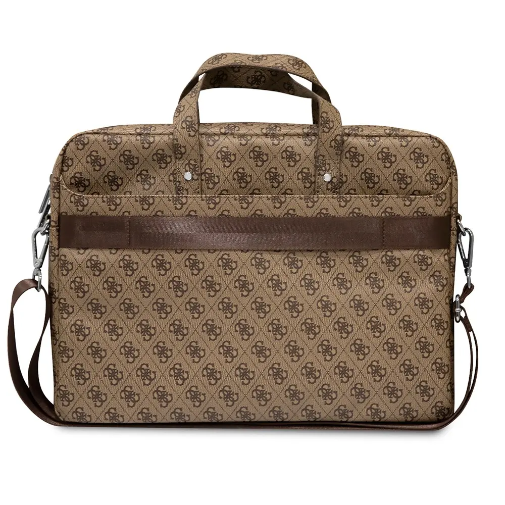 Guess Orjinal Lisanslı Sıcak Damgalı 4G Desenli Üçgen Logolu Omuz Askılı 15-16 inç Laptop Çantası