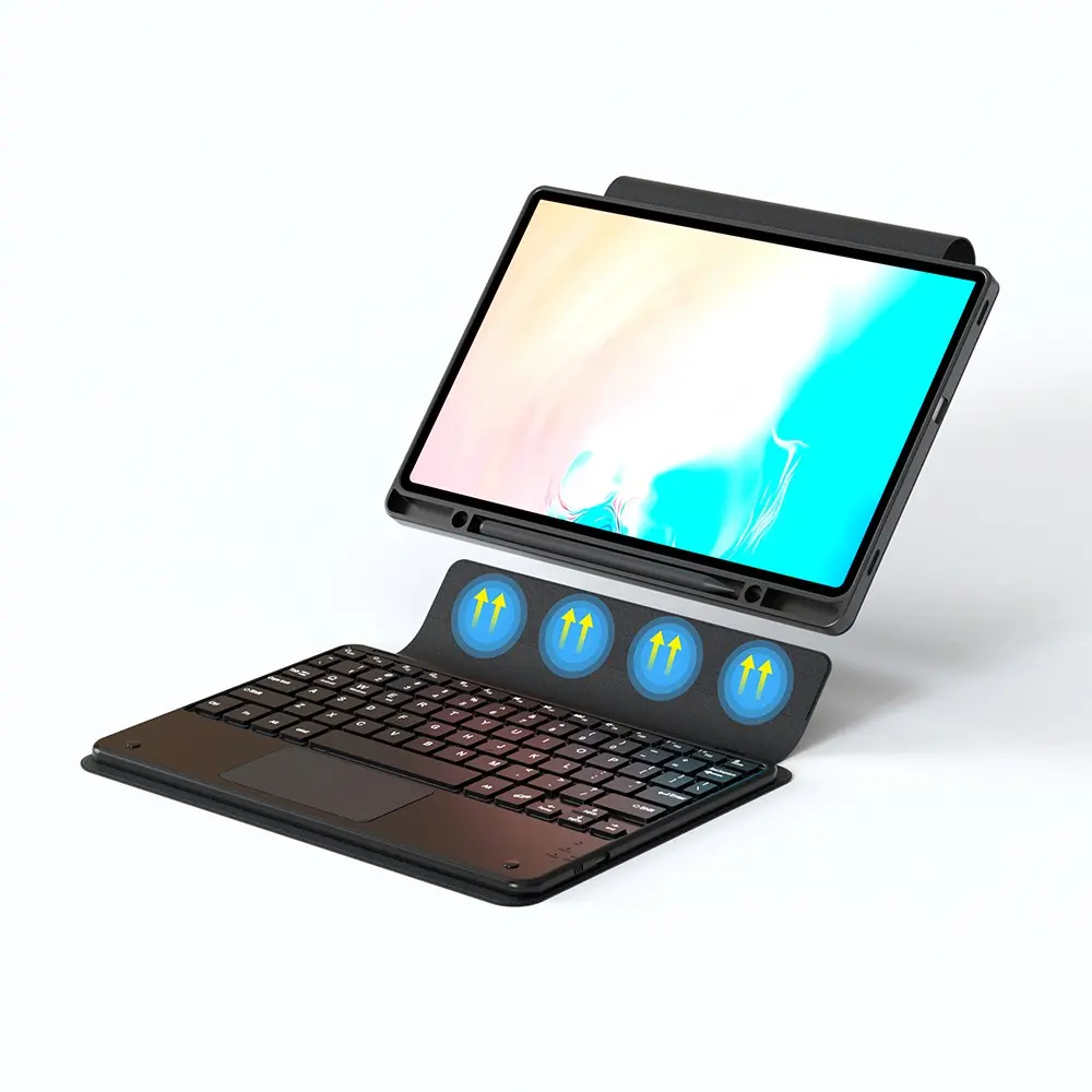 Galaxy Tab S10 FE Plus Standlı Bluetooth Klavyeli Kılıf - Zore Border