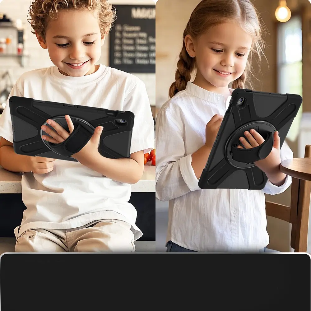 Galaxy Tab S10 FE Plus Silikon Kılıf, Omuz Askılı ve Standlı - Zore Defender