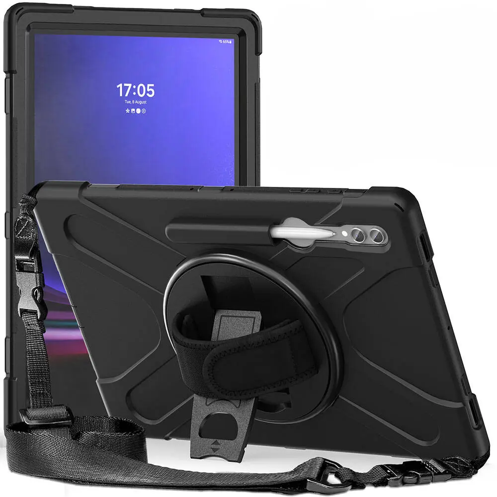 Galaxy Tab S10 Ultra Silikon Kılıf, Ayarlanabilir Askılı - Zore Defender