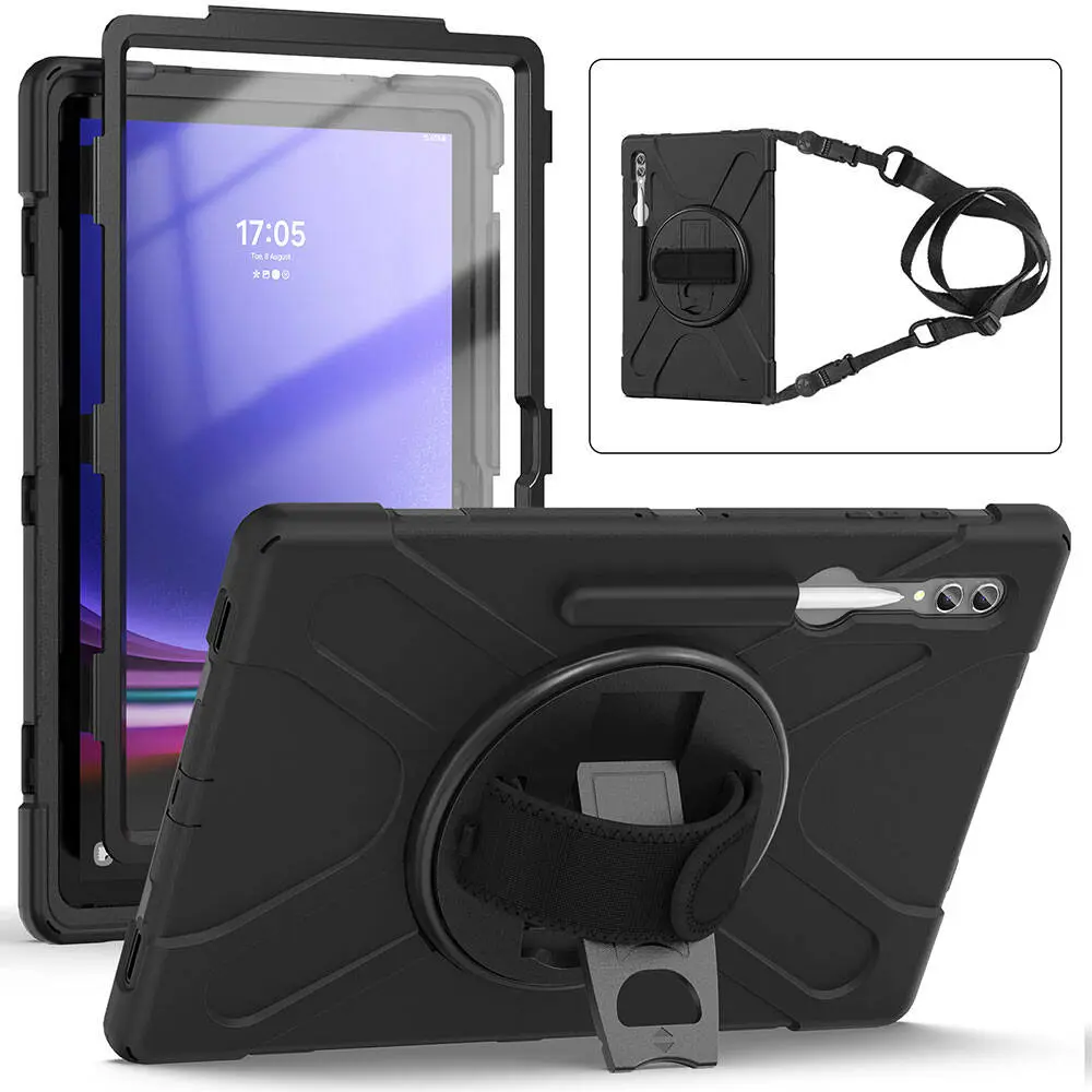 Galaxy Tab S10 Ultra Silikon Kılıf, Ayarlanabilir Askılı - Zore Defender