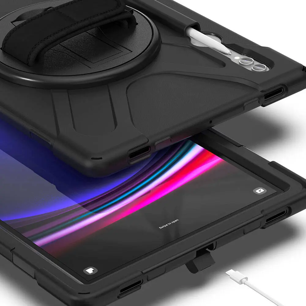 Galaxy Tab S10 Ultra Silikon Kılıf, Ayarlanabilir Askılı - Zore Defender
