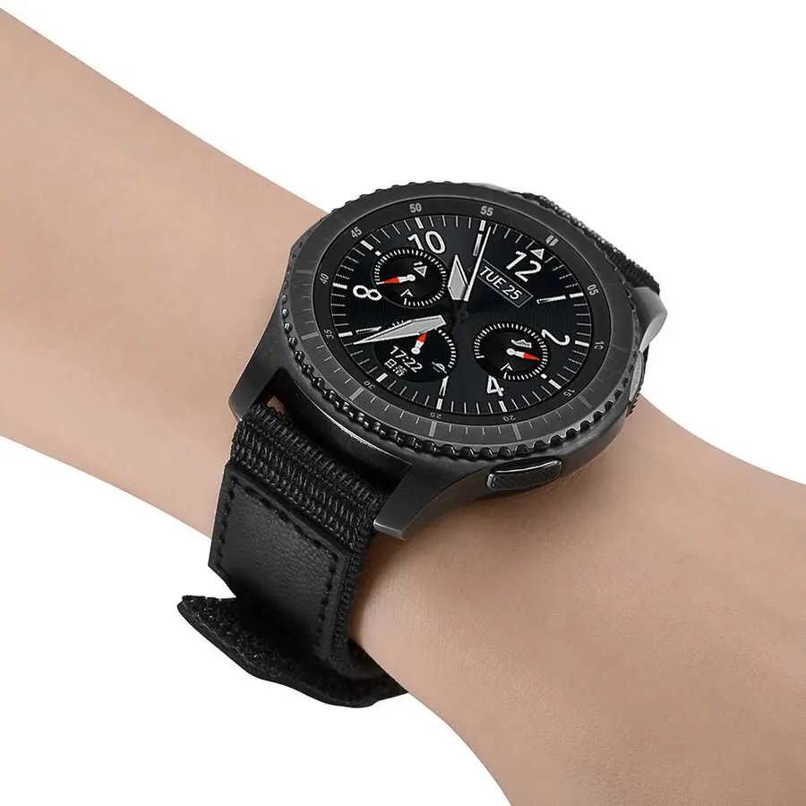 Galaxy Watch 42mm (20mm) Magic Nylon Kordon - Zore Siyah