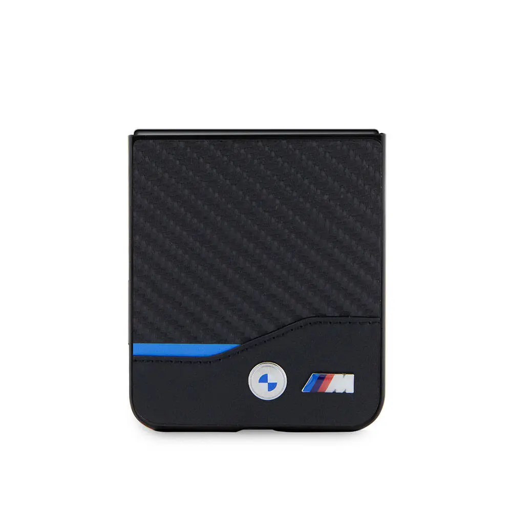 Galaxy Z Flip 5 Kılıf, BMW M Logolu PU Karbon Kapak - Siyah